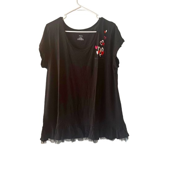 146	Hue  Blouse with ruffles and hearts	 1X - Picture 1 of 10